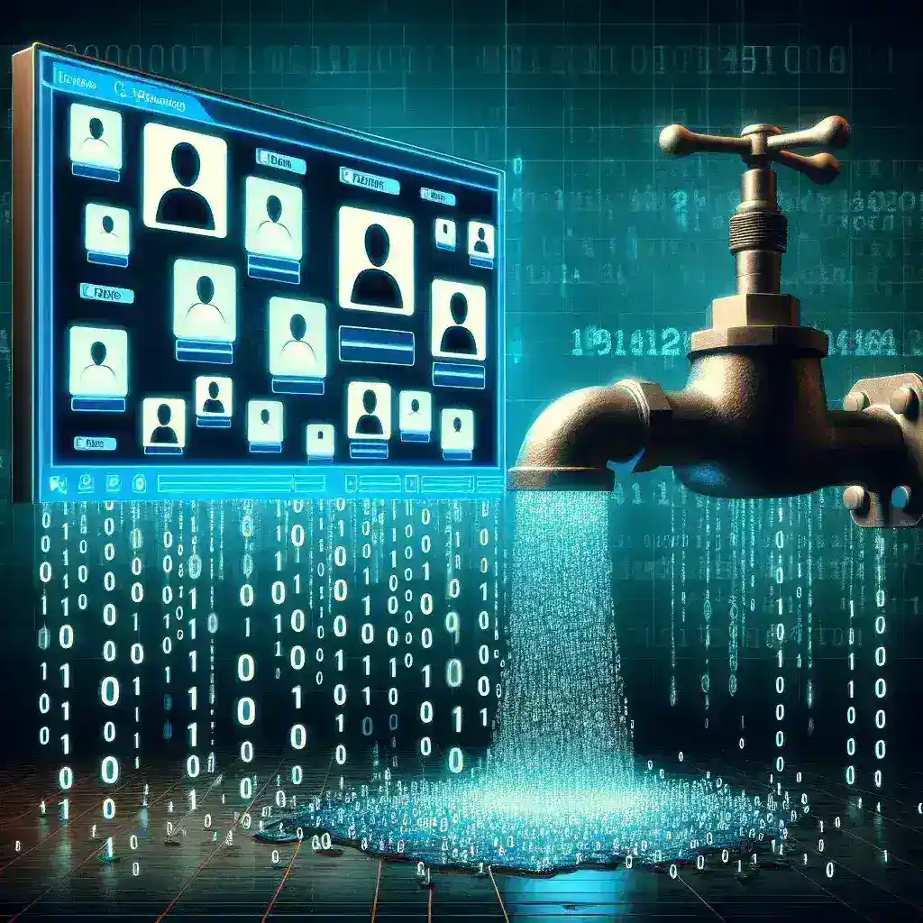 "Imagem ilustrativa de uma tela de computador exibindo gráficos de dados e redes sociais, destacando a questão da privacidade e o vazamento de informações pessoais de milhões de adolescentes em plataformas digitais."
