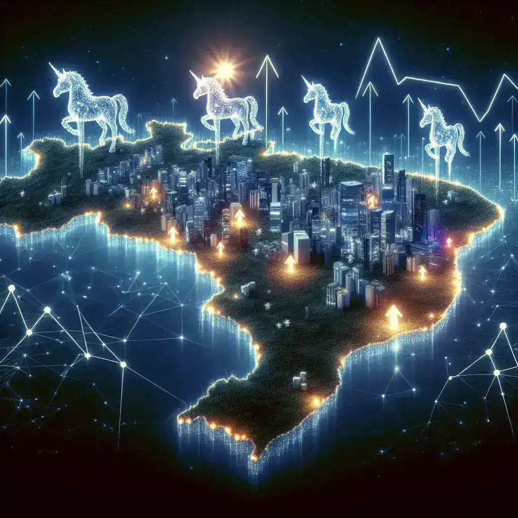 "Startups unicornes no Brasil impulsionam o crescimento do setor fintech, representadas por gráficos de crescimento e inovações tecnológicas."